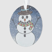 Sneeuwman met achtergrond - Acrylaat ornament (voorkant)