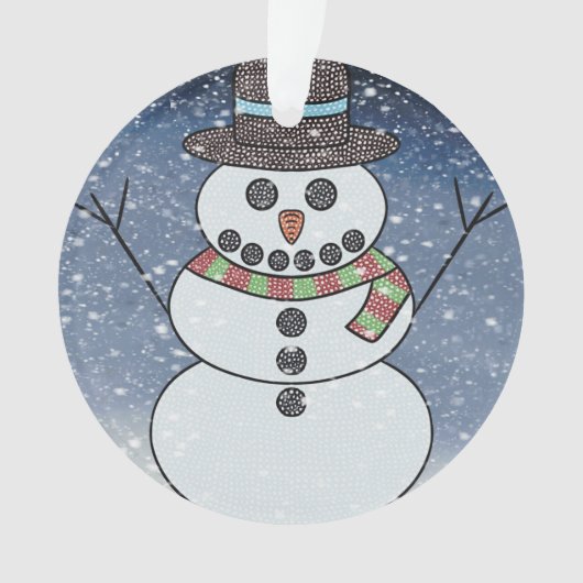 Sneeuwman met achtergrond - Acrylaat ornament (voorkant)