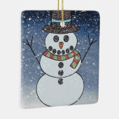 Sneeuwman met achtergrond - keramische kerstbal keramisch ornament (Rechts)