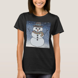 Sneeuwman met achtergrond (levendig) - Dames Basic T-shirt