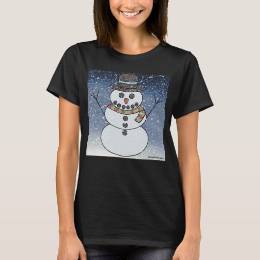 Sneeuwman met achtergrond (levendig) - Dames Basic T-shirt (Voorkant)