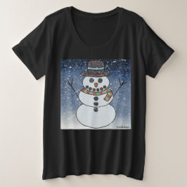 Sneeuwman met achtergrond (levendig) - Dames T-shi Grote Maat T-shirt