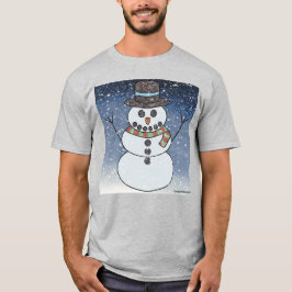 Sneeuwman met achtergrond (levendig) - Heren Licht T-shirt