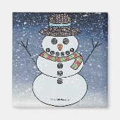 Sneeuwman met achtergrond - magneet (Voorkant)