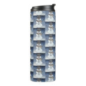 Sneeuwman met achtergrond - Thermische tumbler Thermosbeker (Gedraaid links)
