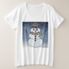 Sneeuwman met achtergrond (wit) - Dames T-shirt pl