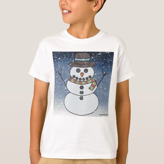 Sneeuwman met achtergrond (wit) - Jongens Basic T- T-shirt (Voorkant)
