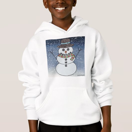 Sneeuwman met achtergrond (wit) - Jongens hoodie (Voorkant)