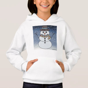 Sneeuwman met achtergrond (wit) - Meisjes Hoodie