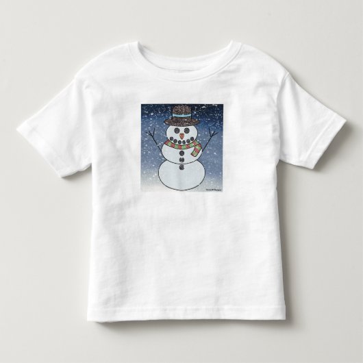 Sneeuwman met achtergrond (wit) - Peuter T-shirt (Voorkant)