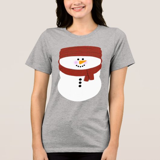 Sneeuwman met Beanie Kerstmis Tri-Blend Shirt (Voorkant)