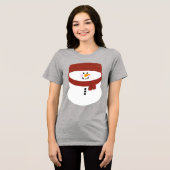 Sneeuwman met Beanie Kerstmis Tri-Blend Shirt (Voorkant volledig)