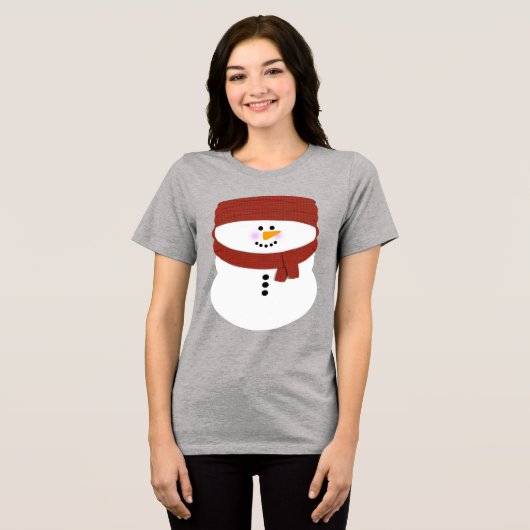 Sneeuwman met Beanie Kerstmis Tri-Blend Shirt (Voorkant volledig)