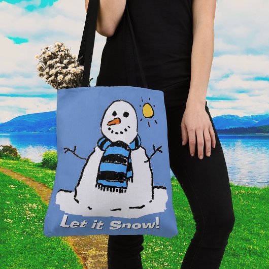 Sneeuwman met Bericht - Laat het Sneeuwen! Tote Bag