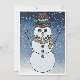 Sneeuwman met BG - Wenskaart Feestdagenkaart
