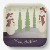 Sneeuwman met blauw en beige papieren bordje (Voorkant)