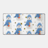 Sneeuwman met blauw pet en sjaal bureaumat (Voorkant)