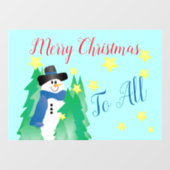 Sneeuwman met Blauwgroen blauw Raamsticker (Vel)