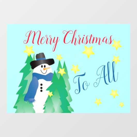 Sneeuwman met Blauwgroen blauw Raamsticker (Vel)