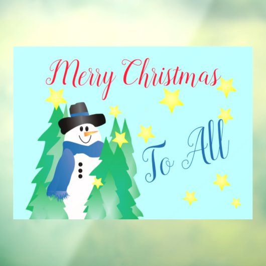 Sneeuwman met Blauwgroen blauw Raamsticker (Vel 3)