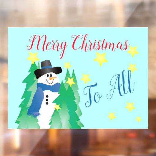 Sneeuwman met Blauwgroen blauw Raamsticker (Vel 2)