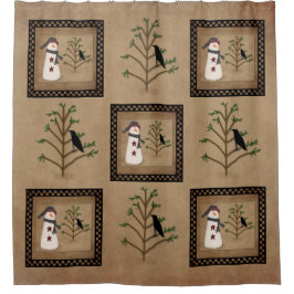 Sneeuwman met boom douchegordijn