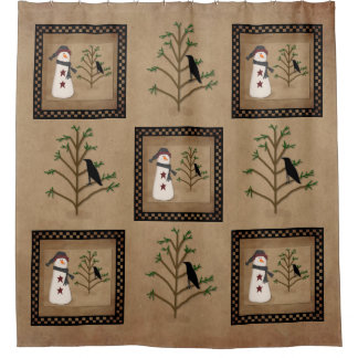 Sneeuwman met boom douchegordijn