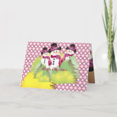 Sneeuwman met bordeaux feestdagen kaart (Achterkant)