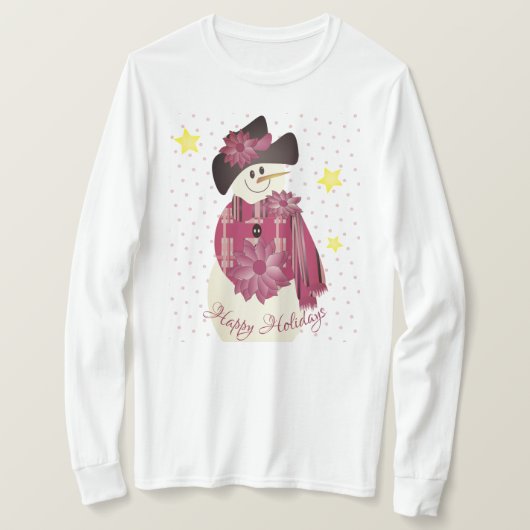 Sneeuwman met bordeaux t-shirt (Design voorkant)
