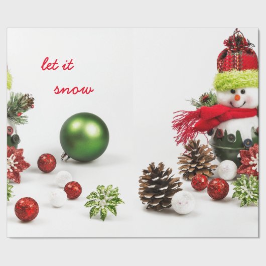 Sneeuwman met bubbels en dennenkegels die papier v (Zoom)