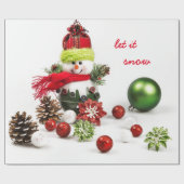 Sneeuwman met bubbels en dennenkegels die papier v (Vlak)