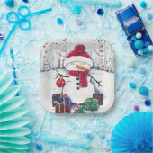 Sneeuwman met cadeaus in Bord Waterverf papier (Feest)