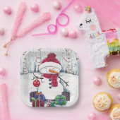 Sneeuwman met cadeaus in Bord Waterverf papier (Feest)
