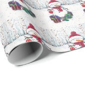 Sneeuwman met cadeaus in Waterverf Cadeaupapier (Rol Hoek)
