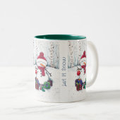 Sneeuwman met cadeaus in Waterverf koffie Mok (Voorkant rechts)