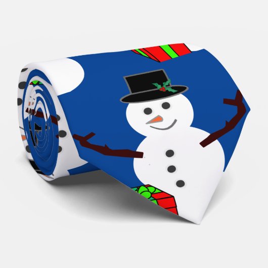 Sneeuwman met een cadeau stropdas (Opgerold)
