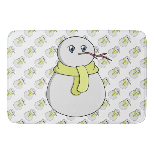 Sneeuwman met een gele sjaal badmat (Voorkant)