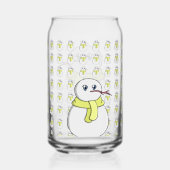 Sneeuwman met een gele sjaal blikvorm glas (Achterkant)