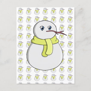 Sneeuwman met een gele sjaal briefkaart