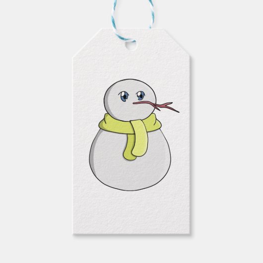 Sneeuwman met een gele sjaal cadeaulabel (Voorkant)