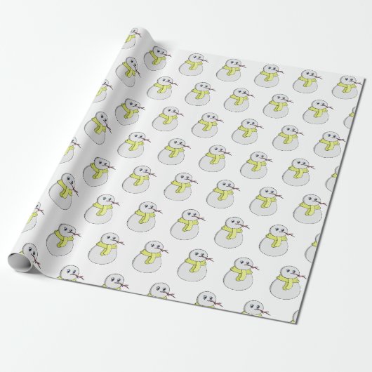 Sneeuwman met een gele sjaal cadeaupapier (Uitgerold)