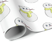 Sneeuwman met een gele sjaal cadeaupapier (Rol Hoek)