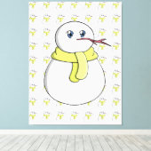 Sneeuwman met een gele sjaal canvas afdruk (Insitu (Houten vloer))