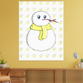 Sneeuwman met een gele sjaal canvas afdruk (Insitu (Woonkamer))