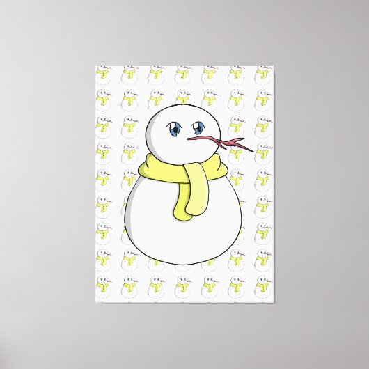 Sneeuwman met een gele sjaal canvas afdruk (Voorkant)