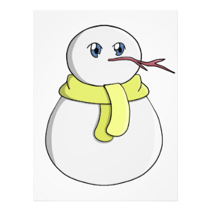 Sneeuwman met een gele sjaal foto afdruk