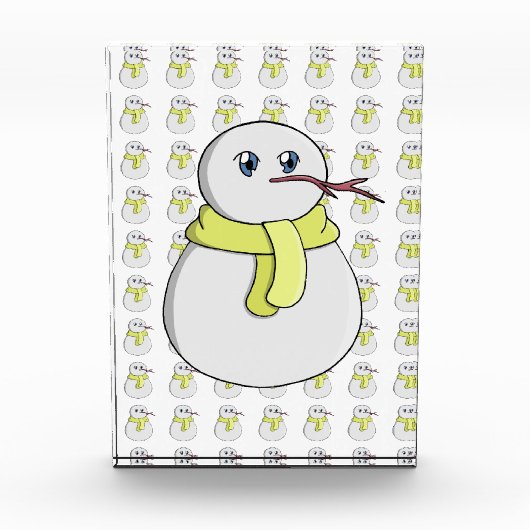 Sneeuwman met een gele sjaal fotoblokken (Voorkant)