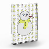 Sneeuwman met een gele sjaal fotoblokken (Links)