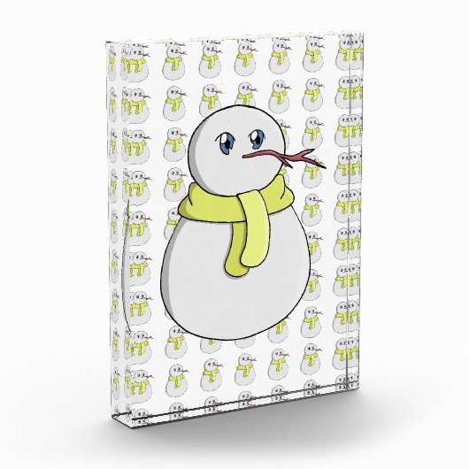 Sneeuwman met een gele sjaal fotoblokken (Links)