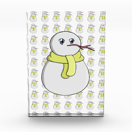 Sneeuwman met een gele sjaal fotoblokken (Voorkant)